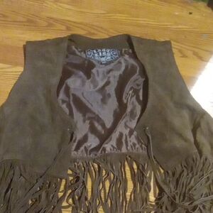 LAST KISS Brown Fringe Vest 3X